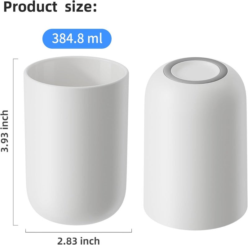 MOPMS Toothbrush Cup 13oz 380ml, Unbreakable Reusable Bathroom Tumbler 2Pcs, Non-Slip Plastic Bathroom Cup Toothbrush Holders for Bathroom, Grey - Image 2